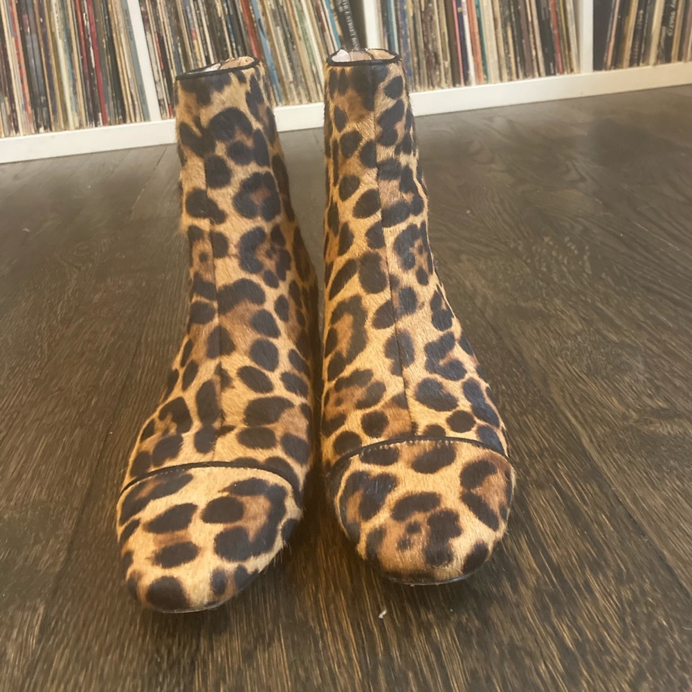 J Crew Leopard booties size 6
